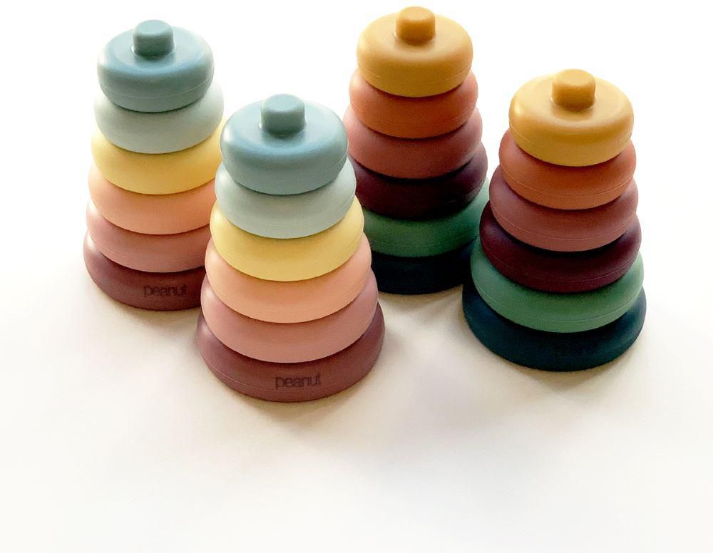 Peanut - Silicone Stacking Rings Toy - Solid Mix - 6 pcs- Babystore.ae