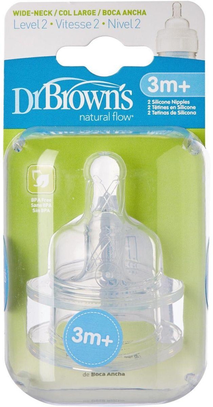 Dr.Brown Silicone Wide Neck Nipple, 2 Pack, 372-INTL