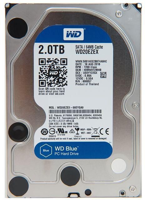 Western Digital WD20EZEX - 2TB WD Blue Desktop PC 3.5" Internal Hard Drive