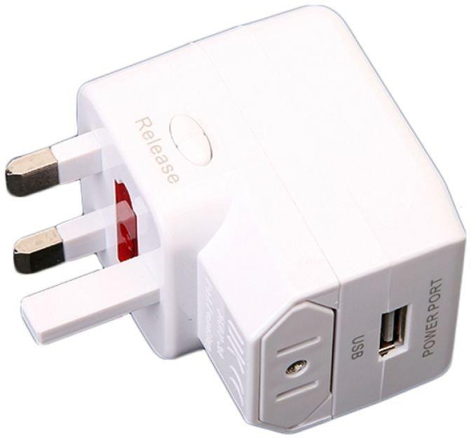 Hometech2u USB Universal Travel Ac Power Adapter (White)