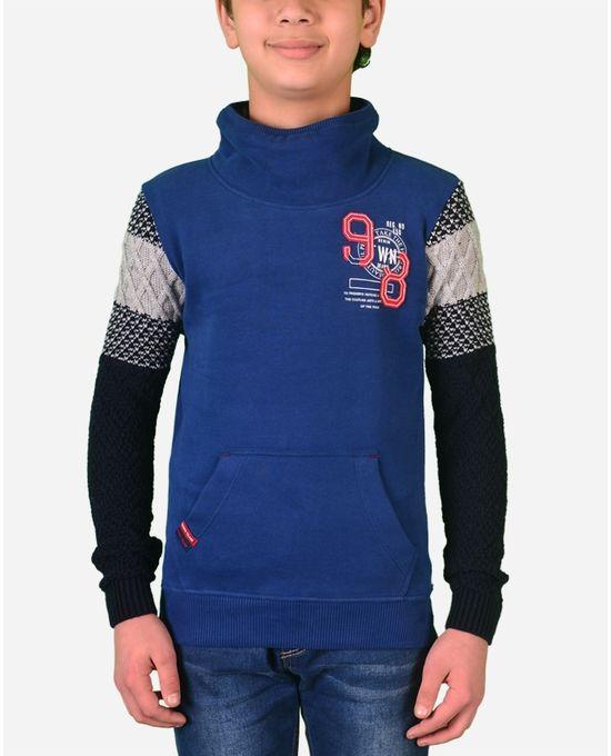 Town Team Boys High Neck Collar Sweatshirt- Navy