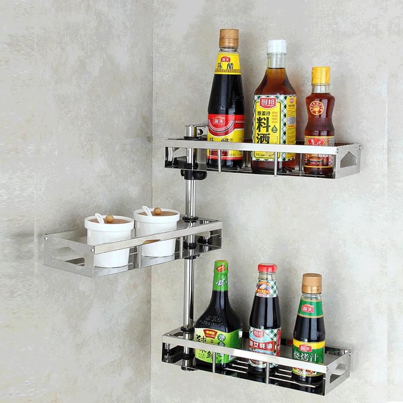 Stainless Steel Rotating Spice Rack Kitchen Bathroom 3 Layers