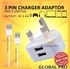 DUAL USB Power Adapter UK 3 Pin Charger Mobile Phone Charger Adapter