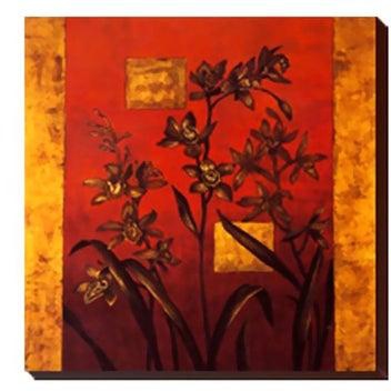 Decorative Wall Painting With Frame Orange/Yellow 24x24centimeter