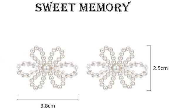 SWEET MEMORY Pearl Bead Flower Earrings Stud Earrings Charming Earrings