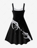 Gothic Rose Skeleton Print Fit and Flare Dress - 2x | Us 18-20