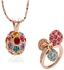 18k Rose Gold Plated Jewelry Set, Necklace/Ring with Austrian crystals