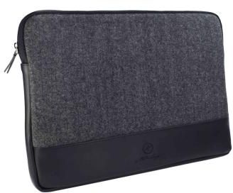 Alston Craig Herringbone Tweed and Leather Protective Sleeve Case for 13-inch Laptops Black