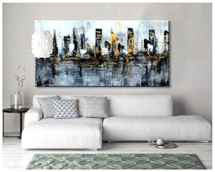 Hand Made Wall Painting Black/White/Brown 190x125 centimeter