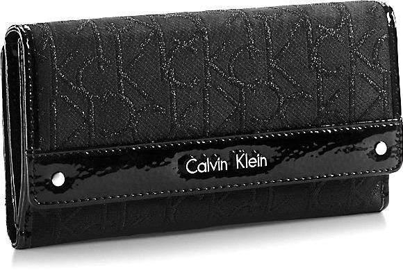 calvin klein womens nadina logo mega flap wallet , Black Novelty