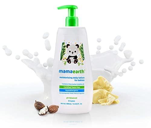 Mamaearth Moisturizing Daily Lotion For Babies Kids Face Cream for Dry Skin Contains Shea Butter & Jojoba Oil (400 ML)
