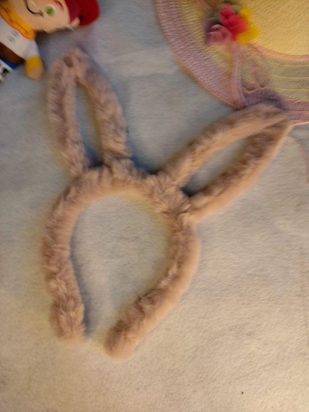 Rabbit Ears Cloth Headband Girls Hair Hoop Bands Accessories(Beige)