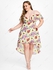 Cold Shoulder Ruffled Floral Print High Low Plus Size & Curve Midi Dress - 2x | Us 18-20