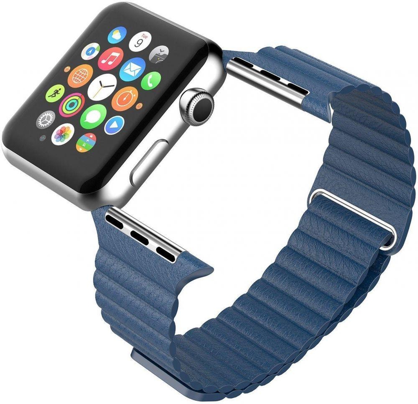Magnetic Leather Wrist Loop Strap for Apple Watch 42mm - Midnight Blue