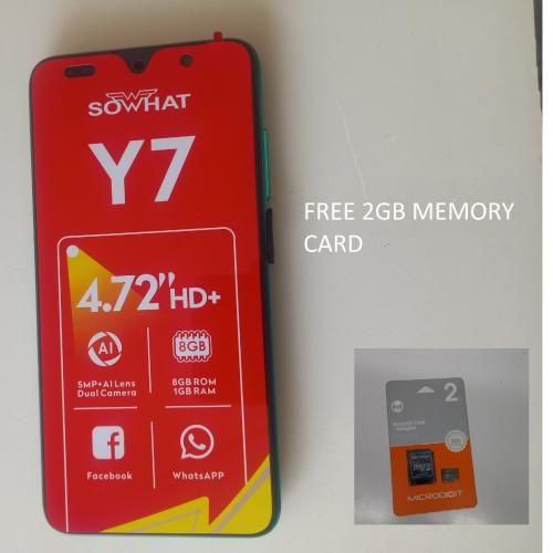 Sowhat Y7 4.72" HD+ ,FACEBOOK ,WHATASP ,SMART PHONE PLUS FREE 2GB MEMORY CARD
