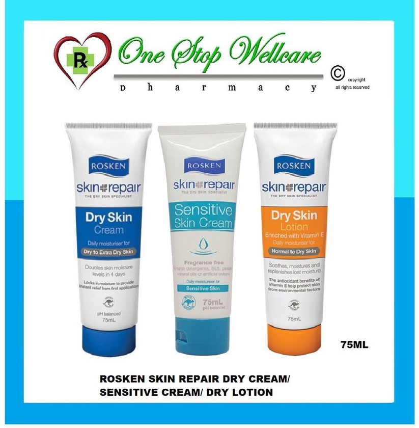 Rosken Skin Repair Dry Lotion/ Dry Cream/ Sensitive Cream 75ml