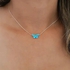 Necklace Butterfly Blue Opal Synthetic - Stainless Steel