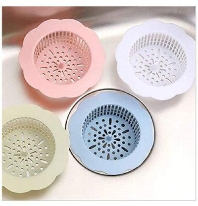 4-Pieces Sink Strainer Flower Shape Anti Clogging Filter Drainer Basket Cover Waste Hair Stopper for Kitchen Bathroom White/Blue/Pink/Green