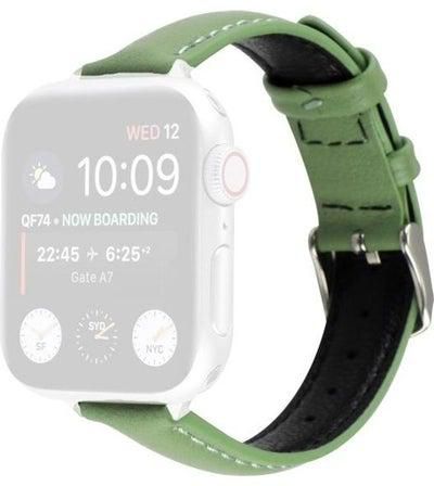 Slim Genuine Leather Strap Watchband For Apple Watch Series 7/6/SE/5/4/3/2/1 42/44/45mm Green