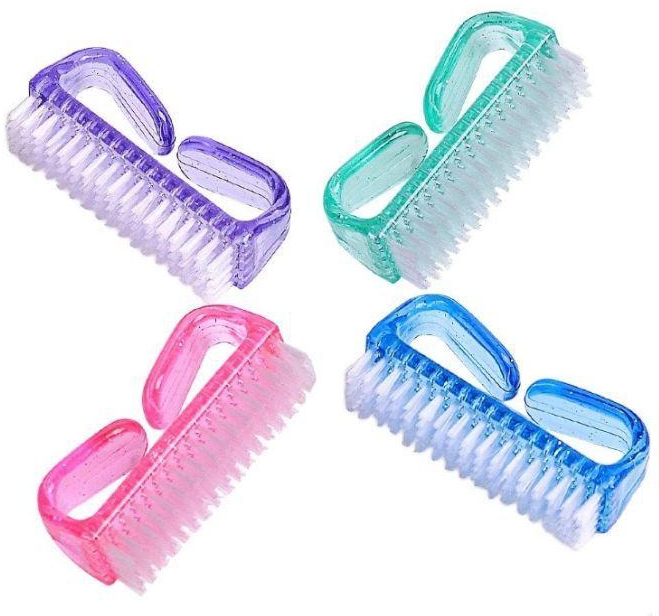 4Pcs Handle Grip Nail Brush For Toes And Finger Nails