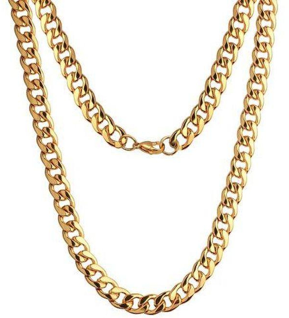 Fashion Gold Chain Necklace, Ultra Luxury Look Feel Real Solid 14k Gold plated Curb
