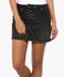Black Lace-Up Denim Skirt