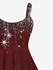 Plus Size Christmas Star Glitter Sparkling Sequin 3D Print Tank Party Dress - 1x