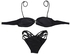 Allwin SEXY Black Padded Fringe Strapless Dolly Bikini Swimwear Bathing Suit Set