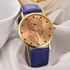 Mcykcy New Women Leather Belt Watch Stainless Steel Dial Quartz Wrist Watch-Blue