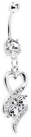 Bluelans Surgical Steel Heart Rhinestone Belly Ring Body Piercing Navel Jewelry White