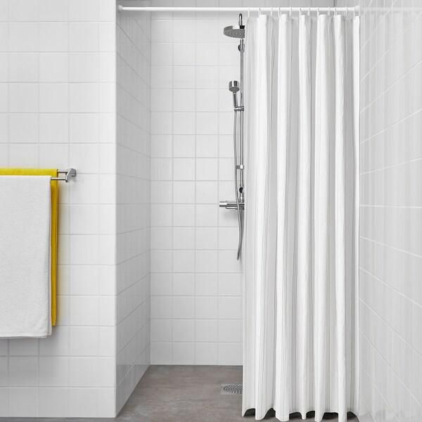 SVARTSTARR Shower curtain, white/grey, 180x200 cm - IKEA