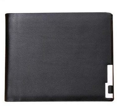 Classy Men's Transverse PU Leather Wallet Bifold Money Clip Credit Card Holder With Metal Angle - Black