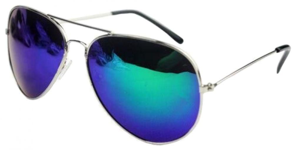 Classic Sunglasses for children and how have small face frame silver color Turquoise mirror lenses