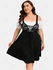 Plus Size Lace-up Ruffles Pocket Lace Panel Cold Shoulder Vintage Dress - 3x | Us 22-24