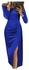 Women's New Fashion Solid Color One-line Shoulder Slit Dress