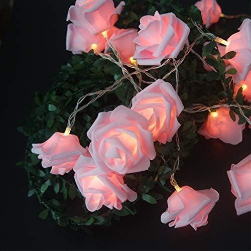 Fantasee LED Rose Flower String Lights Battery Operated for Wedding Home Party Birthday Festival Indoor Outdoor Decorations Large Rose Flower Diameter 6cm (Pink, 6.6ft 20LED)