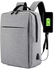 Fashion Laptop & Travel Backpack Bag (USB Port) - Grey