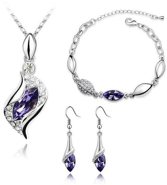Eye angle tear crystal pendant necklace earring bracelet