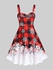 Plus Size Plaid Snowflake Print Christmas Midi Dress - 5x | Us 30-32