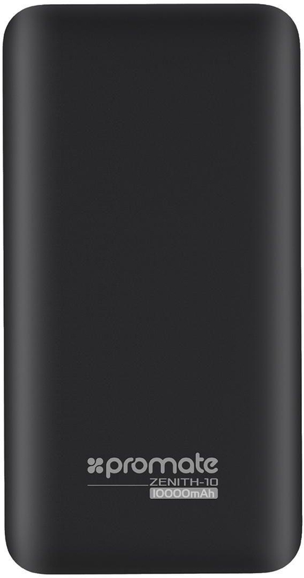 Promate Power Bank, Ultra-Fast 10000mAh Portable Charger with Lightning and Micro USB Input, 3.0A Dual USB Output for iPhone, iPad, Samsung Galaxy, Zenith-10-Black