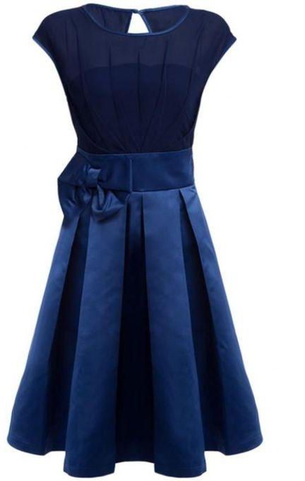 Fashion Bowknot Design Dress - Deep Blue