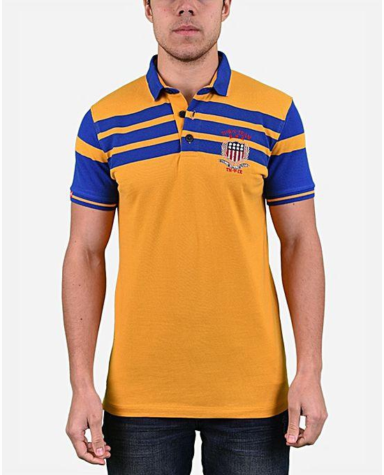 Town Team Upper Striped Polo Shirt - Mustard