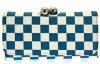 New Womens Faux Leather Purse Girly Hand Bag Checkered Print Ball Clasp Wallet Photo Vintage Retro Designer