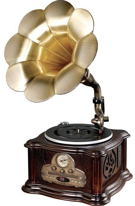 Safwa Antique Flower Gramophone -With Cd / DVD Player & USB - Golden