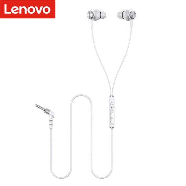 Original Lenovo QF-310 Wired Earphones Heavy Bass 3.5mm Audio Wired Control Gaming In-Ear Earbuds With Mic For Phone Laptops, White