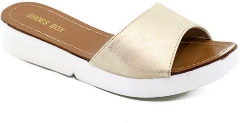 Shoes Box slippers Casual For Women , Size 37 EU, Gold