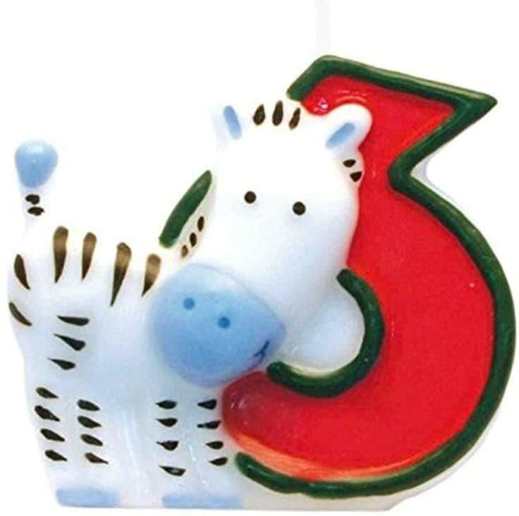 Party Time Animal Candle Number 6 Birthday Candle Kids Birthday Cake Decoration - Number Candle For Safari Theme Birthday Candle Cake Topper