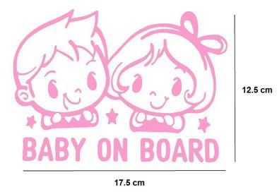 إستيكر Baby On Board Boy & Girl - وردي