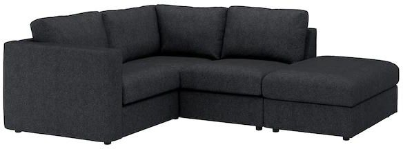 Cover for corner sofa, 3-seat, with open end/Tallmyra black/grey