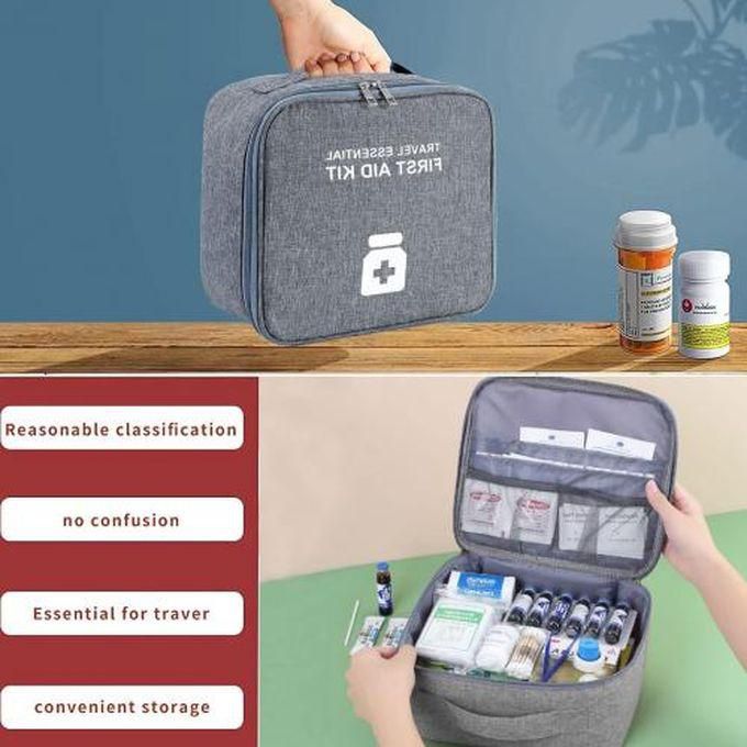 Waterproof First Aid Medicine Organizer Bag With Divided Interior For Travel .gray
